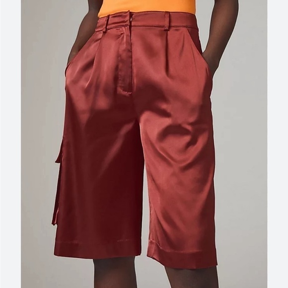 Anthropologie hutch satin pleated cargo utility shorts size M - Picture 1 of 4